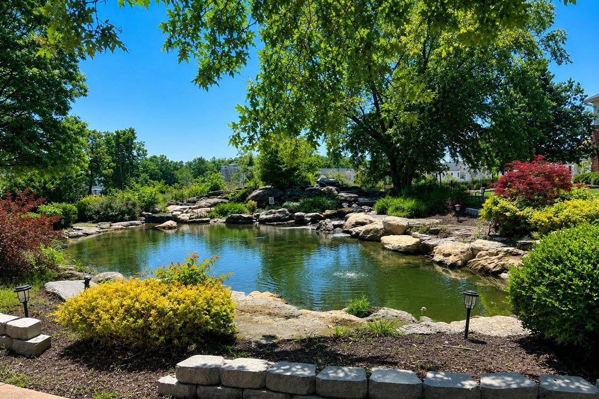 Koi pond at Valhalla Post Acute